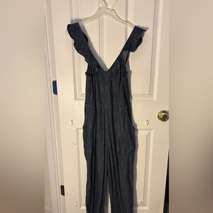 Express Blue Ruffle Jumpsuit
